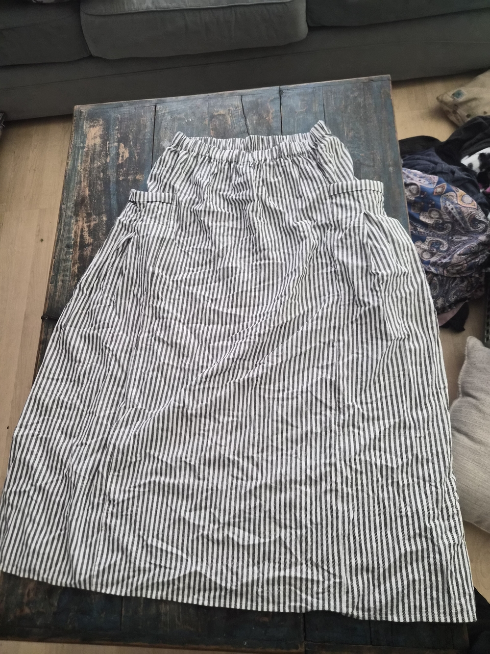 Striped Black & White Maxi Skirt with Elastic Waist